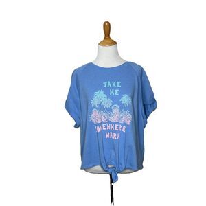 Old Navy Cropped Graphic Loose Fit Tie-Hem Short-Sleeve Sweatshirt Soft Size XL